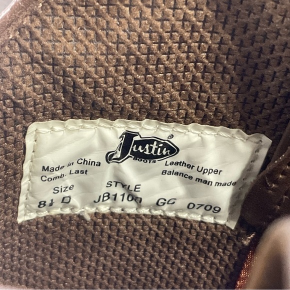 Justin Boots Crazy Cow Leather men’s JB1100 Size 8.5 D - Picture 8 of 10